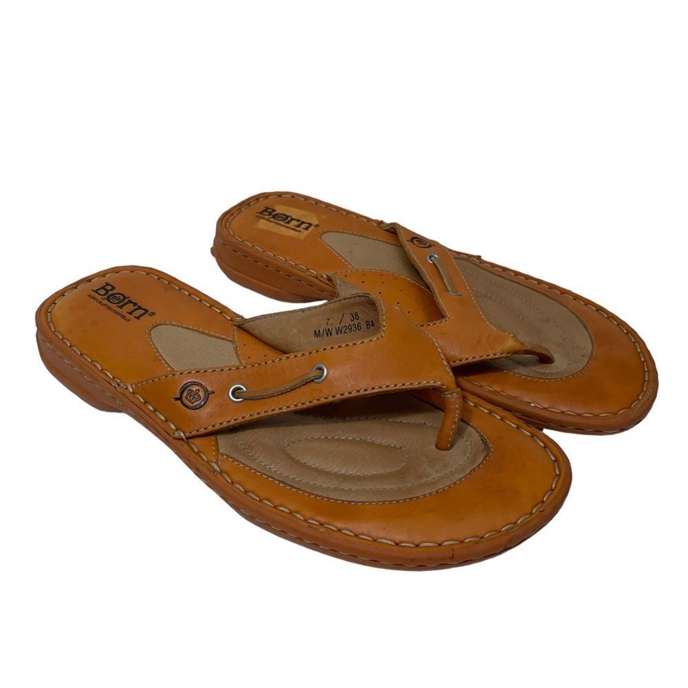 Born Orange Leather Thong Sandals